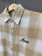 Boxy Fit Flannel Shirt - Beige & Cream