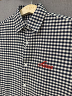 Boxy Fit Checkered Shirt - Navy Blue & White