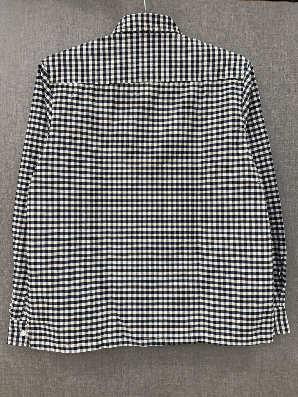 Boxy Fit Checkered Shirt - Navy Blue & White