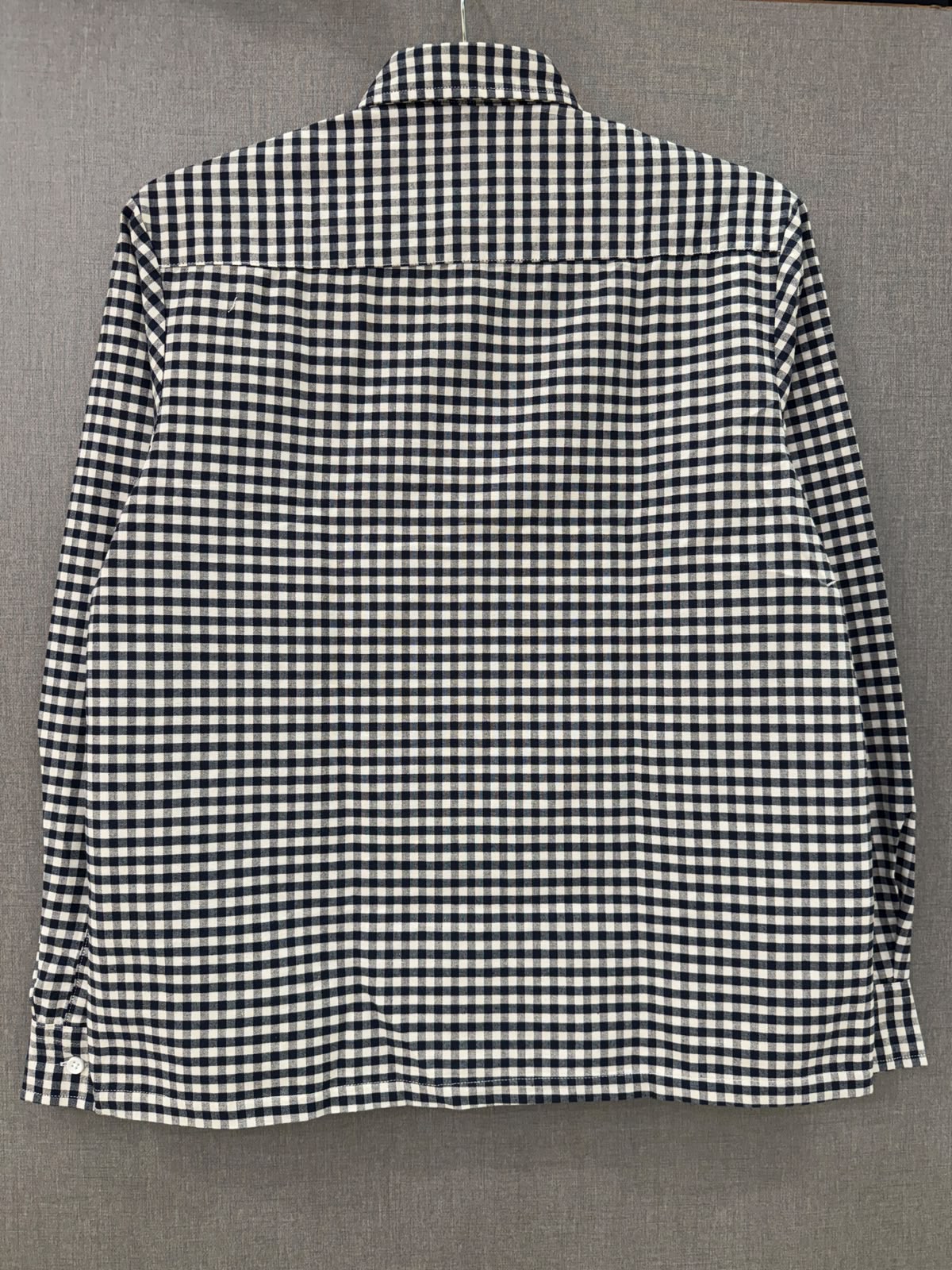 Boxy Fit Checkered Shirt - Navy Blue & White
