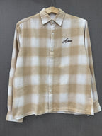 Boxy Fit Flannel Shirt - Beige & Cream