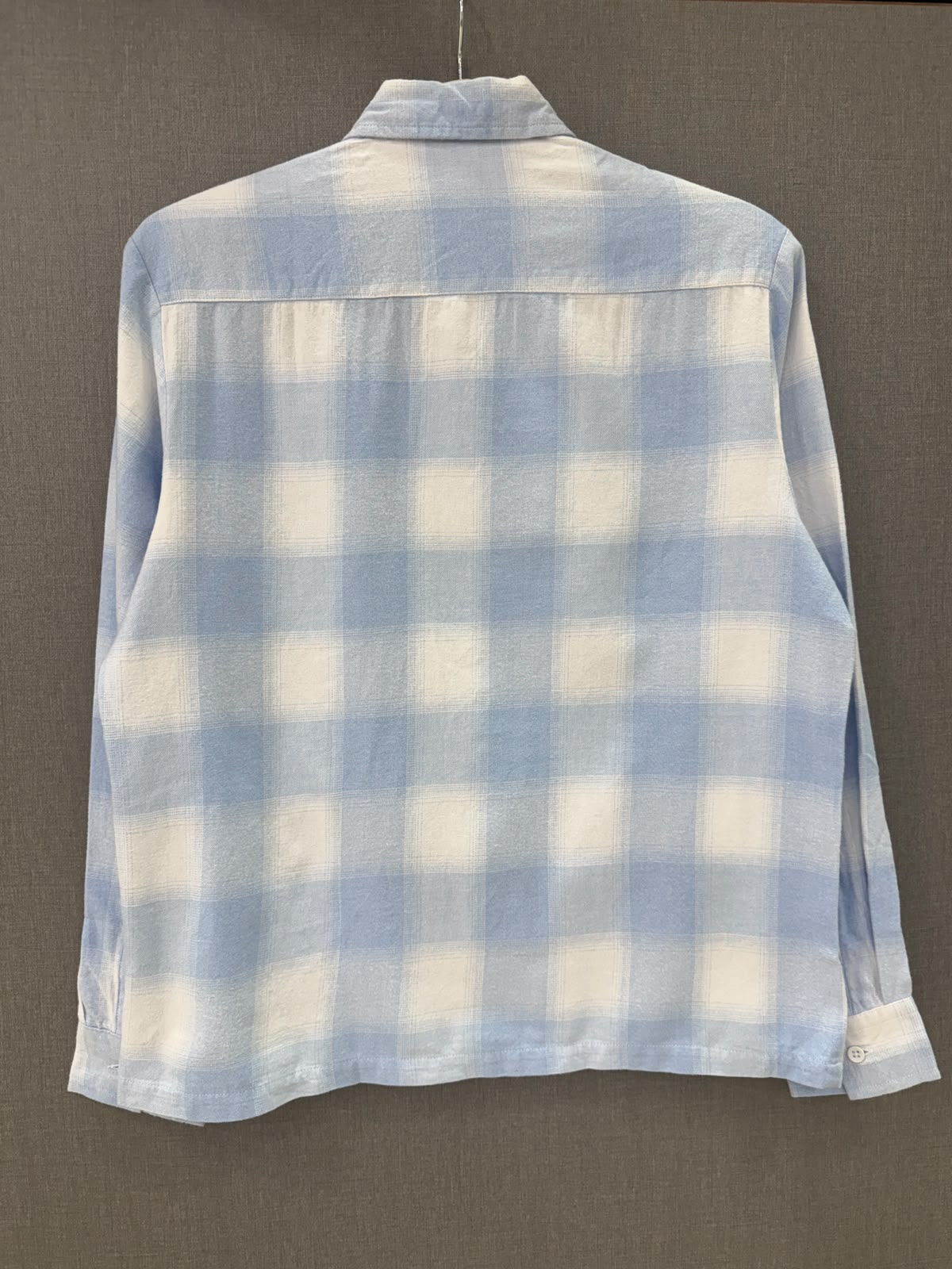 Boxy Fit Flannel Shirt - Blue & Cream