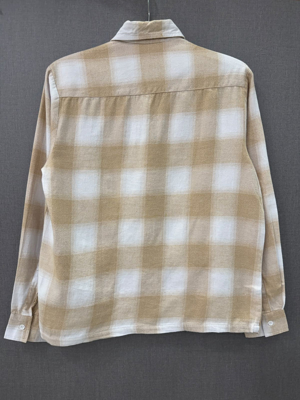 Boxy Fit Flannel Shirt - Beige & Cream