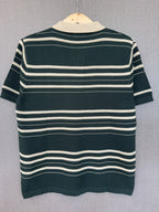 Striped Knit Polo - Forest Green