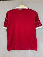 Vertical Stripe Knit Polo - Red