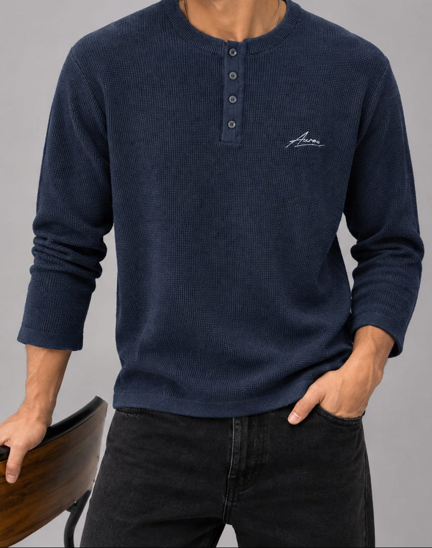 Henley T-shirts Navy blue