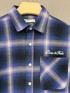 Born to Fade Plaid Flannel Shirt - Navy Purple