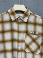 Born to Fade Plaid Flannel Shirt - Beige Brown