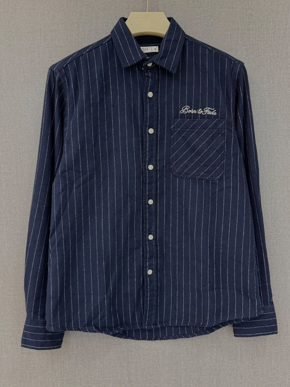 Born to Fade Pinstripe Shirt - Navy Blue