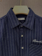 Born to Fade Pinstripe Shirt - Navy Blue