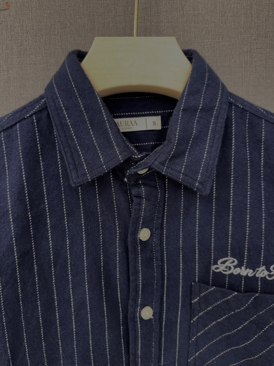 Born to Fade Pinstripe Shirt - Navy Blue