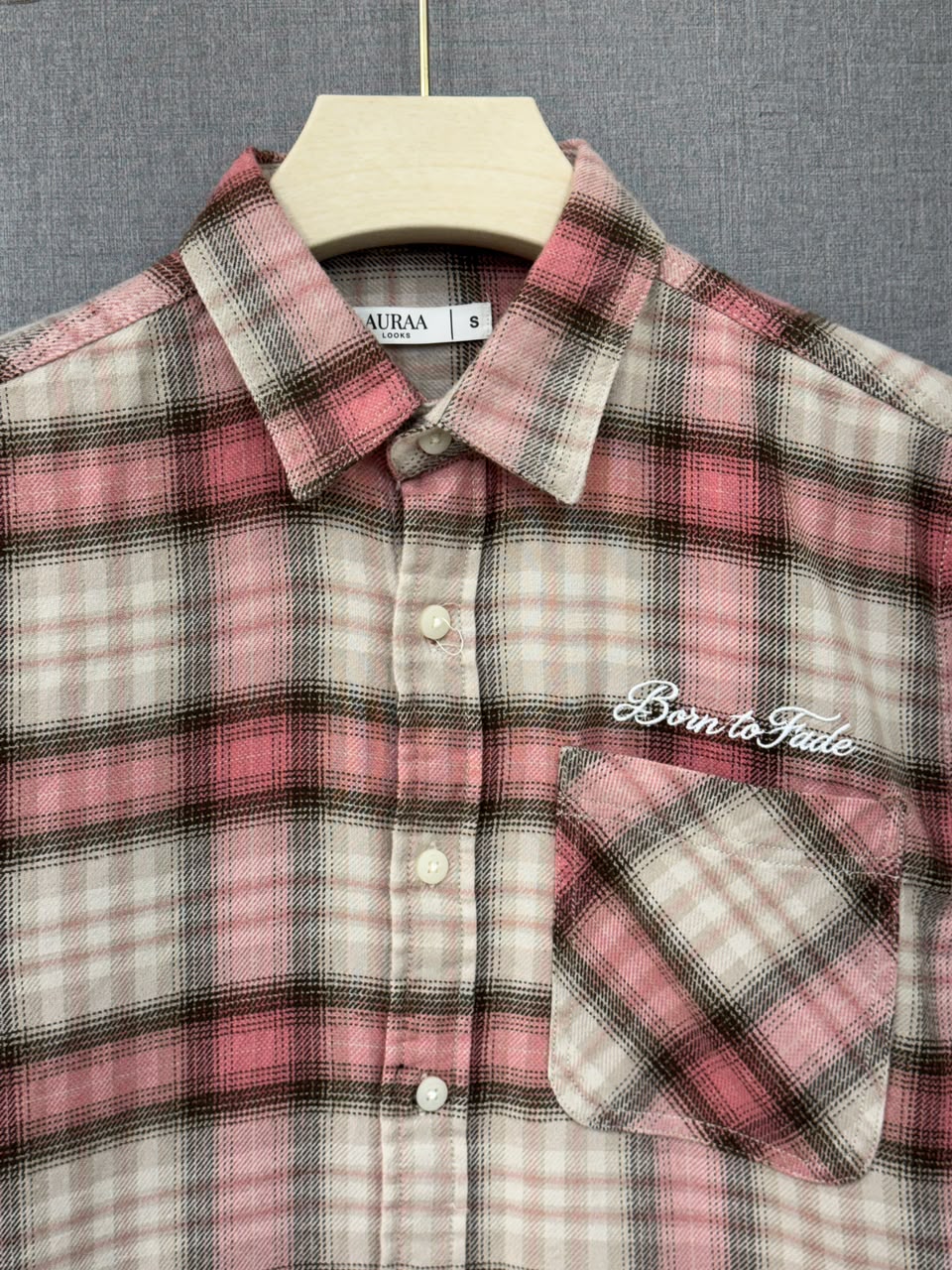 Born to Fade Plaid Flannel Shirt - Pink Cream