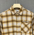 Born to Fade Plaid Flannel Shirt - Mustard Beige