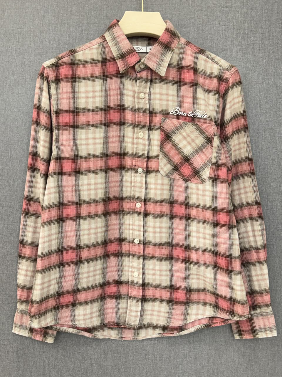 Born to Fade Plaid Flannel Shirt - Pink Cream