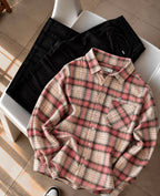 Born to Fade Plaid Flannel Shirt - Pink Cream