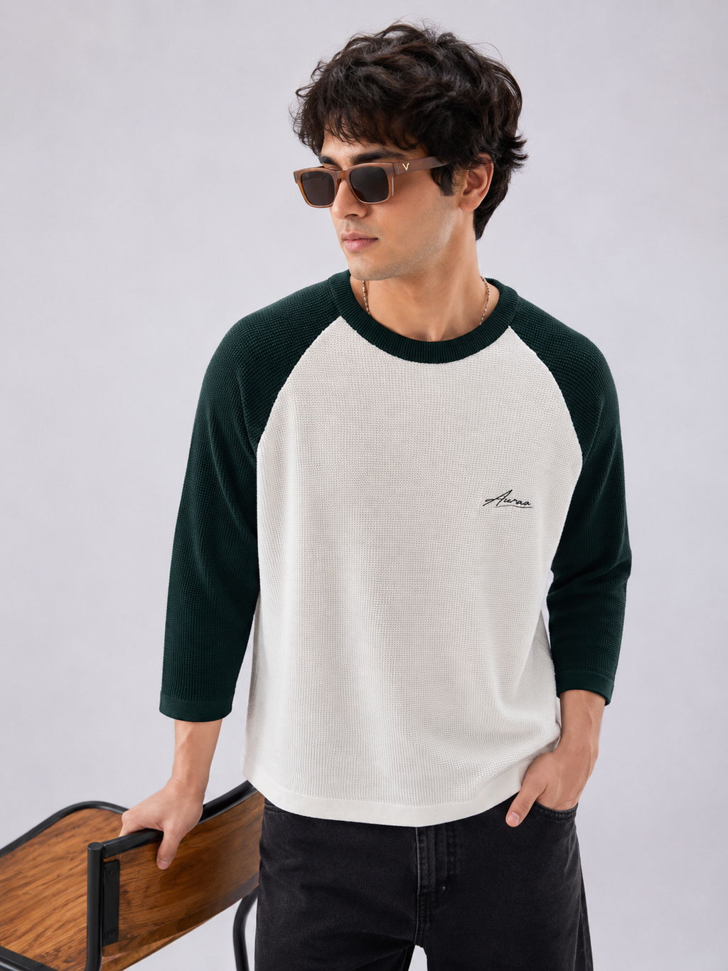 Auraa Signature Knit Crop - Forest Green